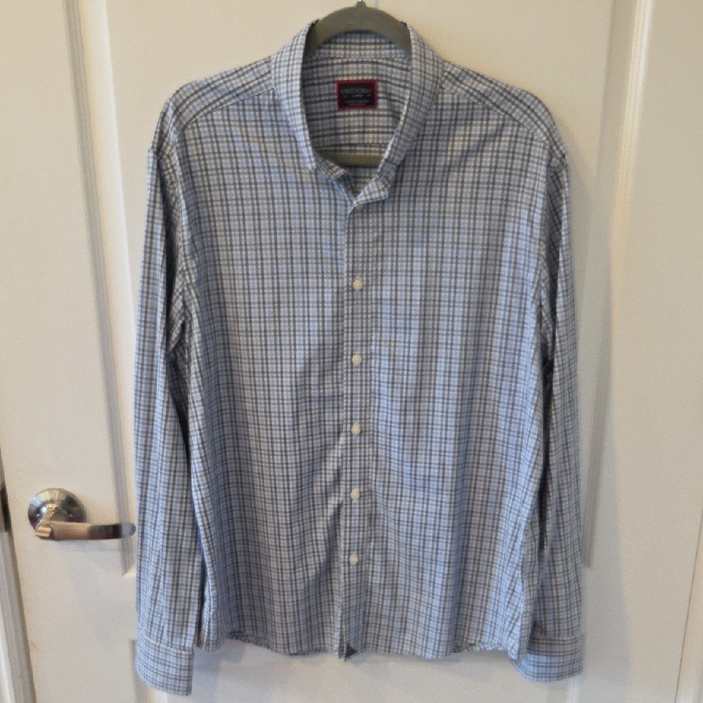 UNTUCKit Men's Blue and White Checkered Shirt
